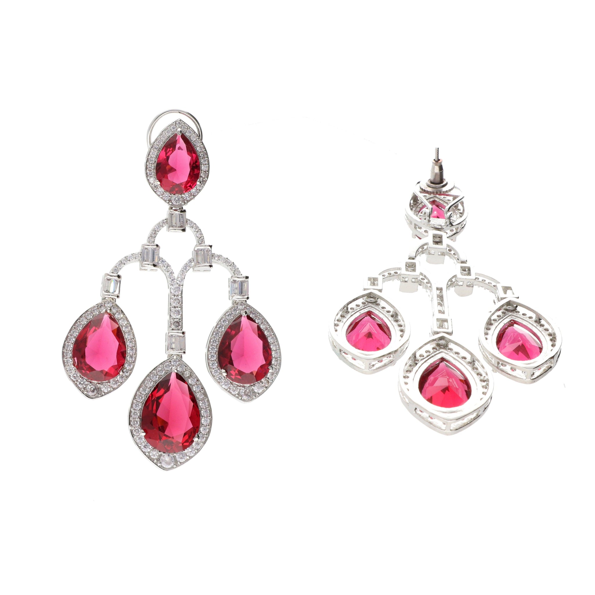 Flames of Red Diamante Chandelier Earrings - Curio Cottage 