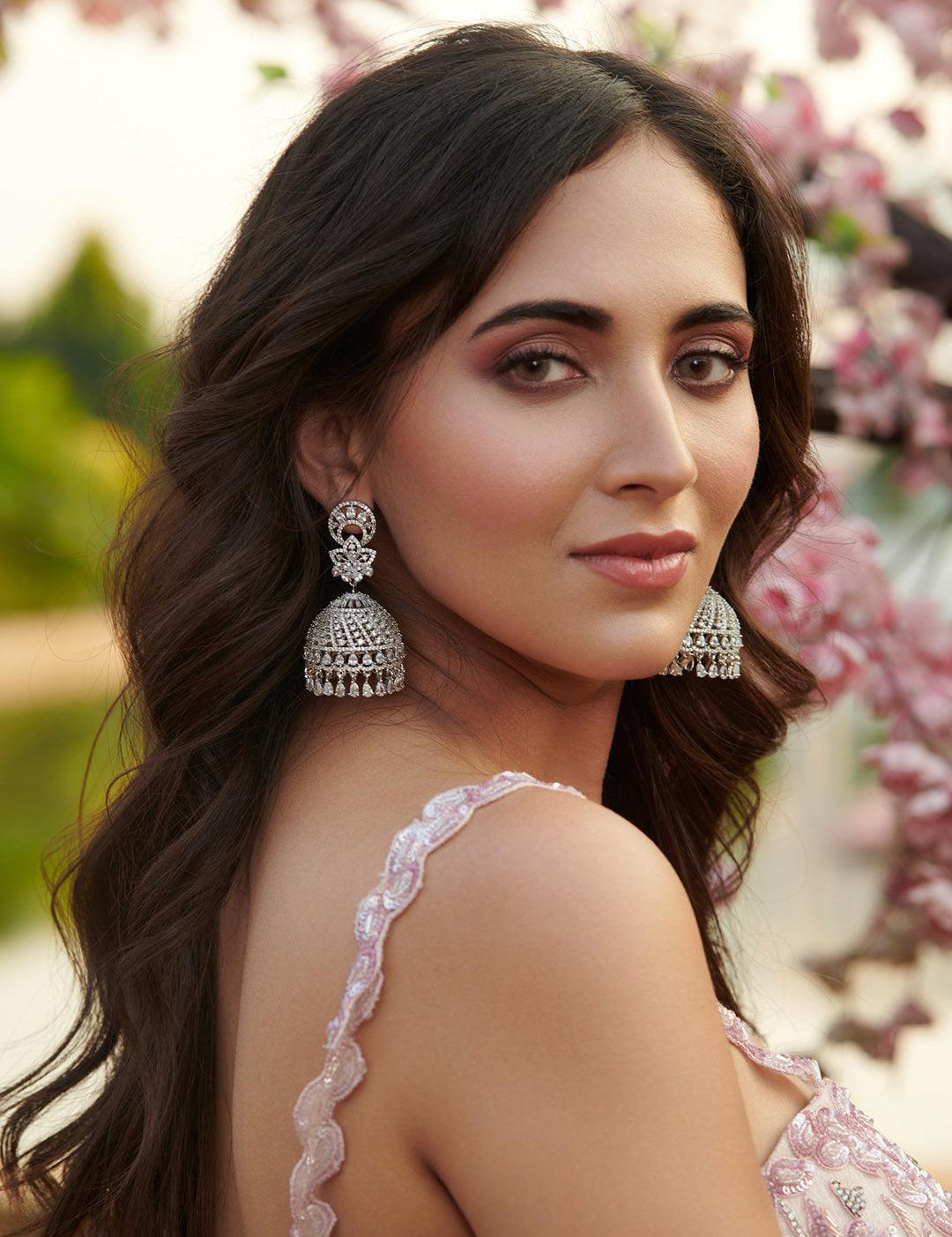 Cubic Zirconia Jhumka Earrings