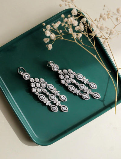 Diamante Cubic Zirconia Cascade Earrings - Curio Cottage 