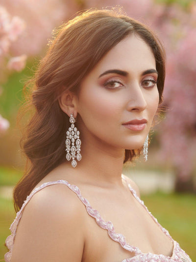 Diamante Cubic Zirconia Cascade Earrings - Curio Cottage 
