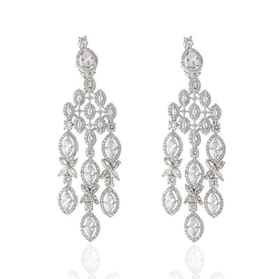 Diamante Cubic Zirconia Cascade Earrings - Curio Cottage 