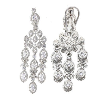 Diamante Cubic Zirconia Cascade Earrings - Curio Cottage 
