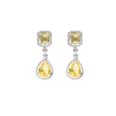 Diamante Topaz Yellow Cubic Zirconia Drop Earrings - Curio Cottage 