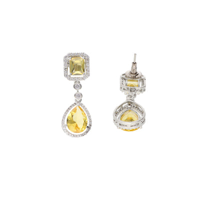 Diamante Topaz Yellow Cubic Zirconia Drop Earrings - Curio Cottage 