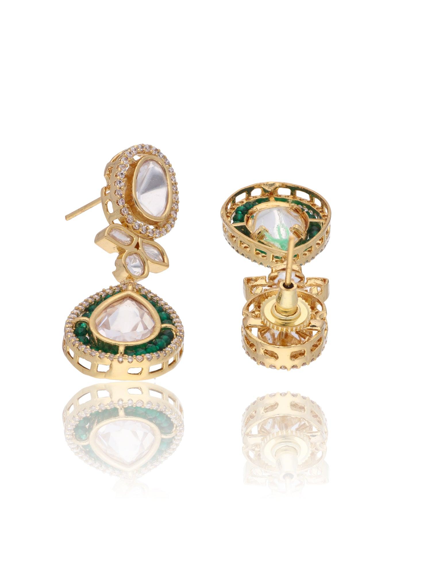 Designer Kundan Stone Bridal Dangler Pearl Stone Earrings Studs With  Matching Maang Tikka  SHREEVARAM  3822816