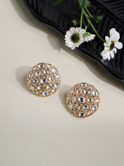 Bridal All Kundan Stud Earrings - Curio Cottage Bridal All Kundan Stud Earrings