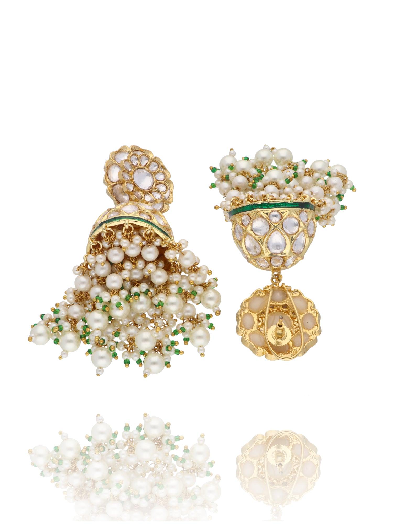 Gold Plated Pearl Maharashtrian Bridal Earrings