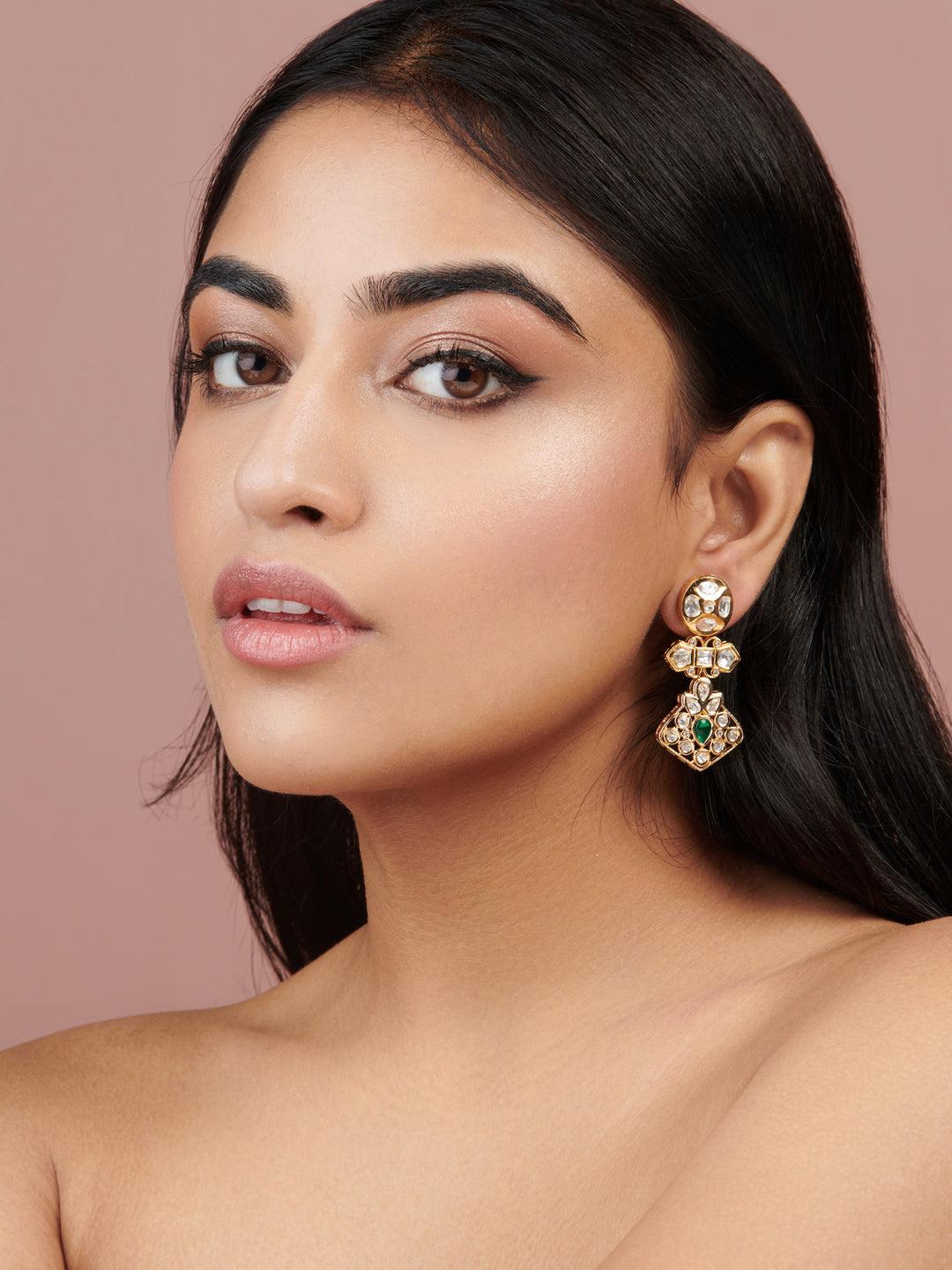 Noor Green Dangler Earrings - Curio Cottage 