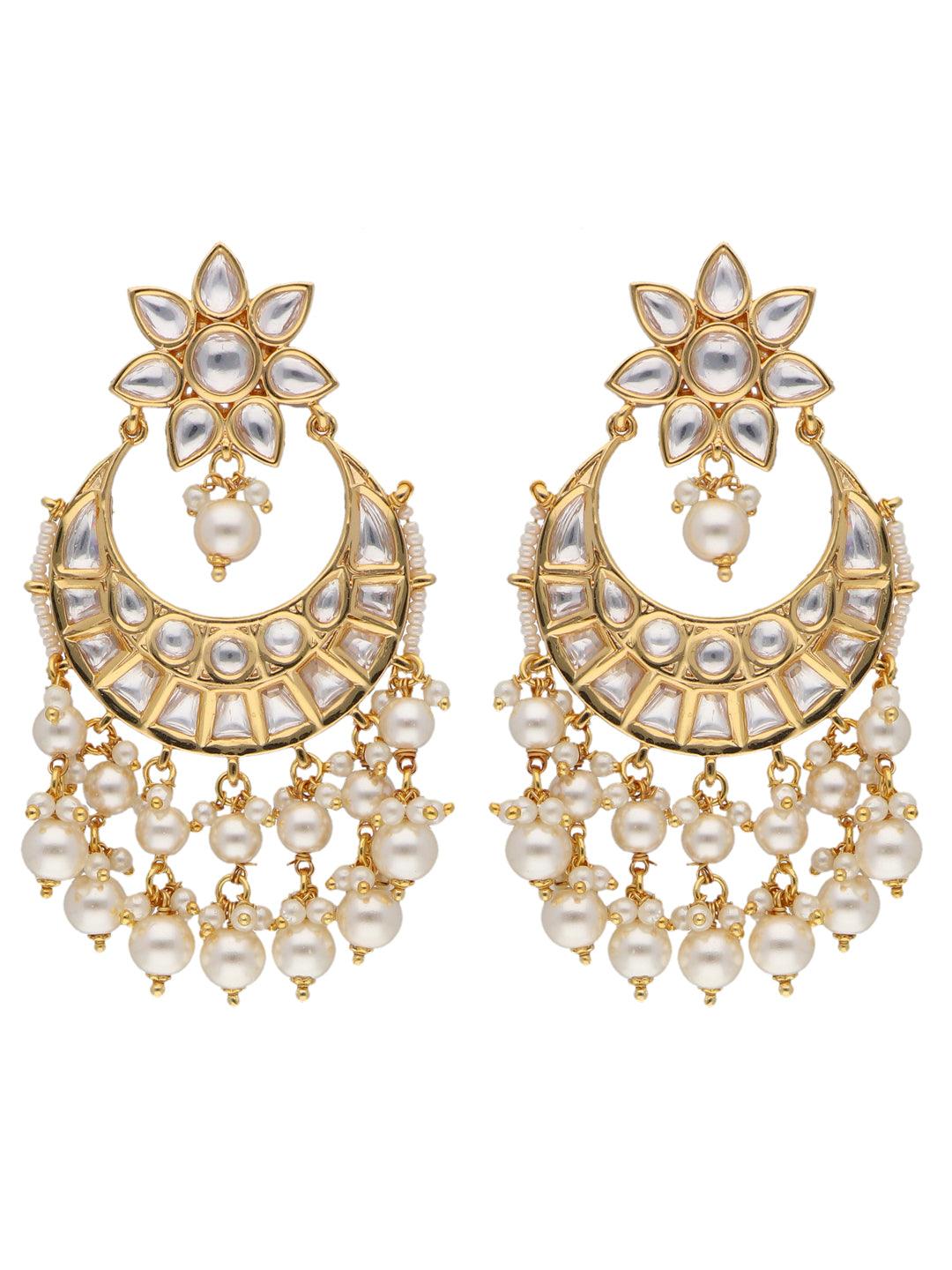 Layered Pearls of Oyster Chandbaali Earrings - Curio Cottage 