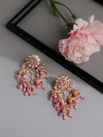The Zoya Pink Infloresence Chandelier Earrings - Curio Cottage The Zoya Pink Infloresence Chandelier Earrings