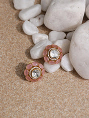 Pink and Kundan Stud Earrings