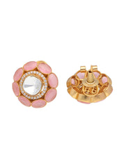 Pink and Kundan Stud Earrings