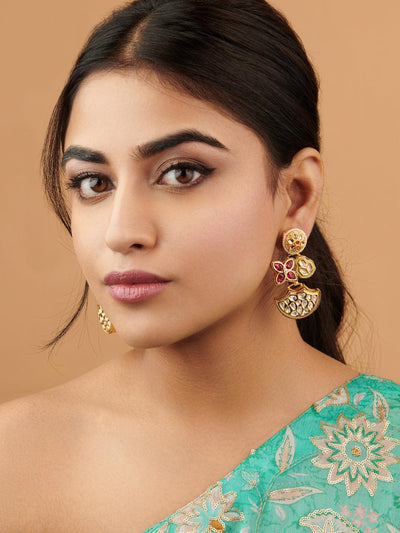 Gold Plated Silver Kundan Earrings | Gold Plated Stone Studs | Silver  Pearls Earrings – Tagged 
