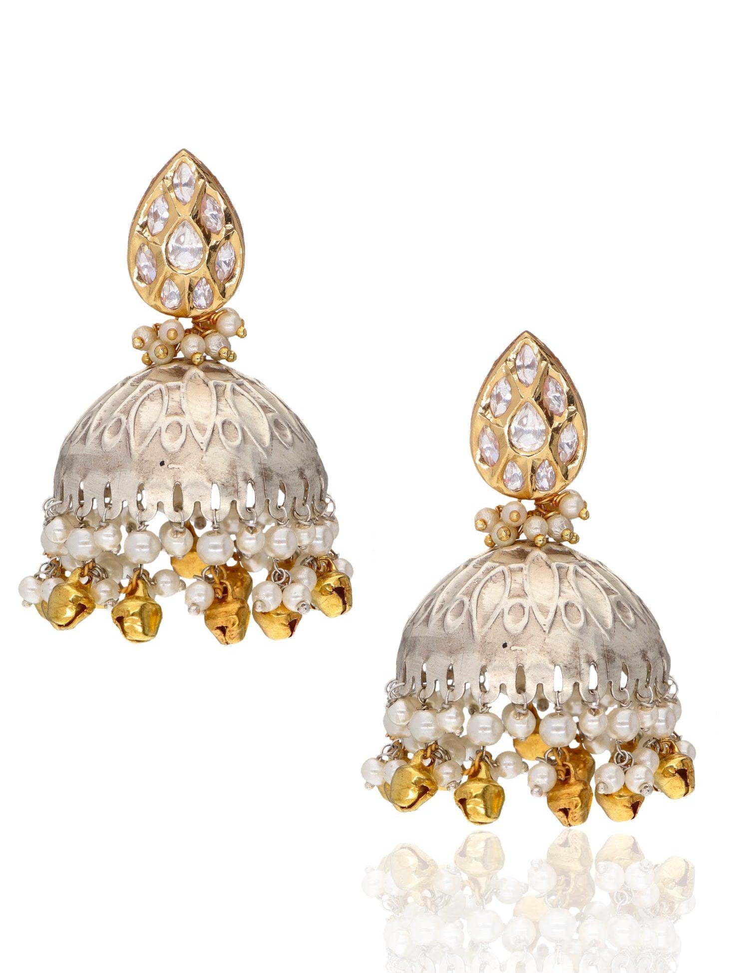 Jhumki Earrings with Kundan