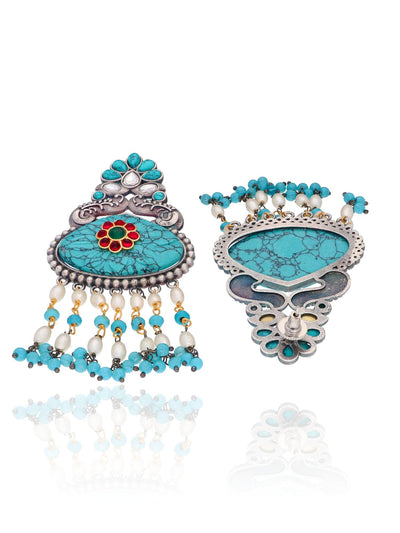 Aria Turquoise and Pearl Dangler Earrings - Curio Cottage 