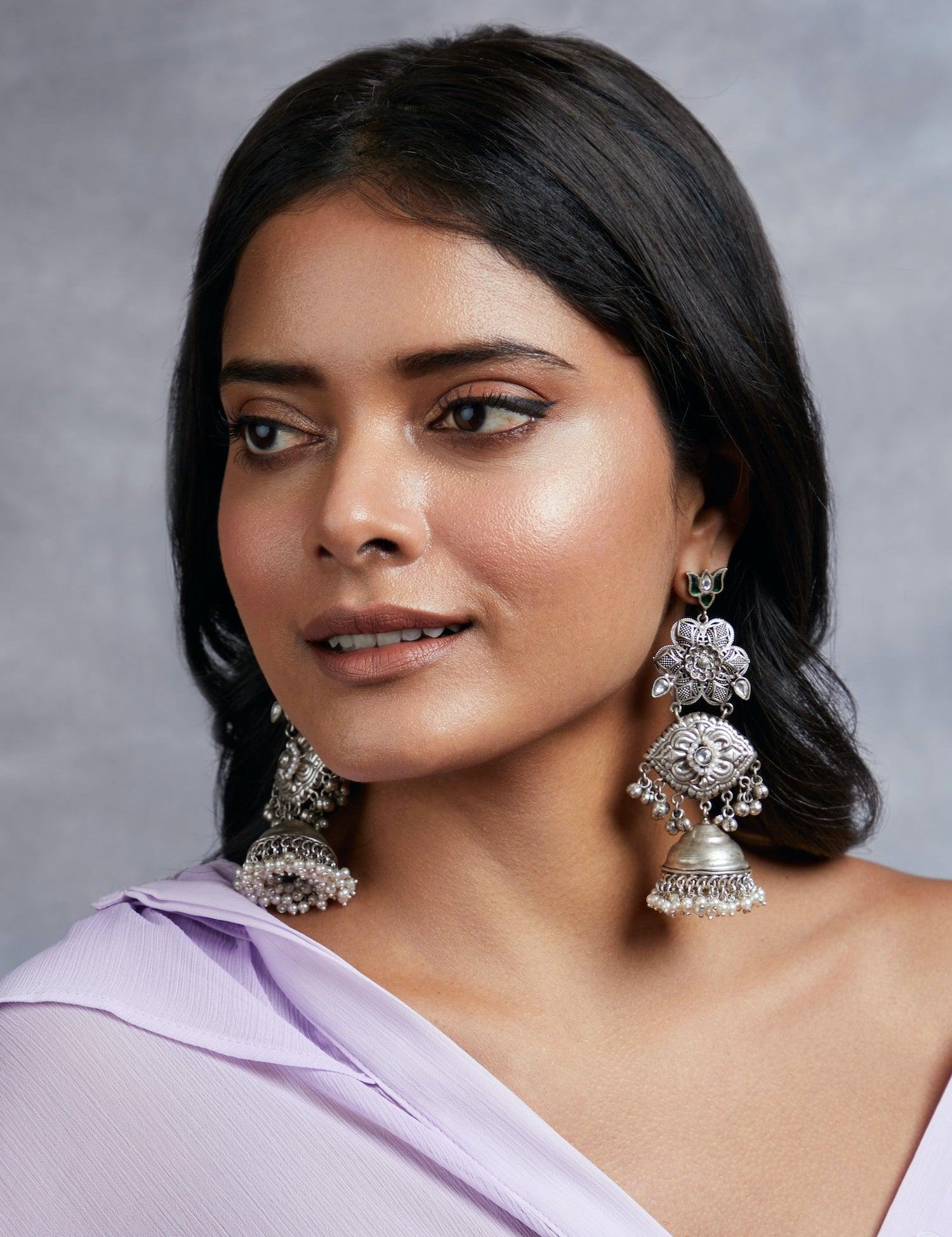 Green Lotus Jhumki Earrings