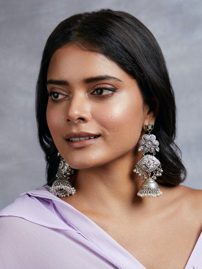 Aria Green Lotus Jhumki Earrings - Curio Cottage 