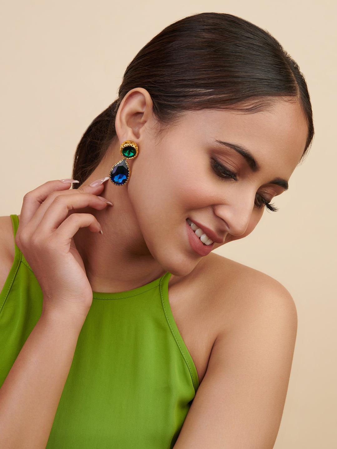 Aina Shades of Blue Drop Earrings - Curio Cottage Aina Shades of Blue Drop Earrings