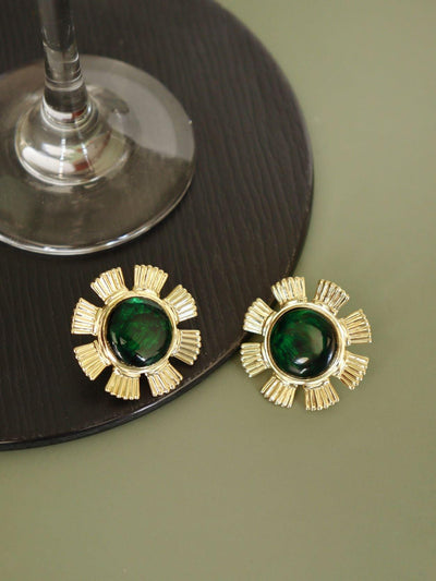 Aina Green and Gold Blossom Studs - Curio Cottage Aina Green and Gold Blossom Studs