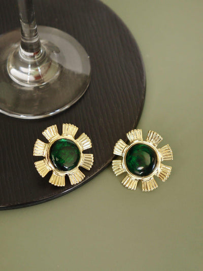 Aina Green and Gold Blossom Studs - Curio Cottage 
