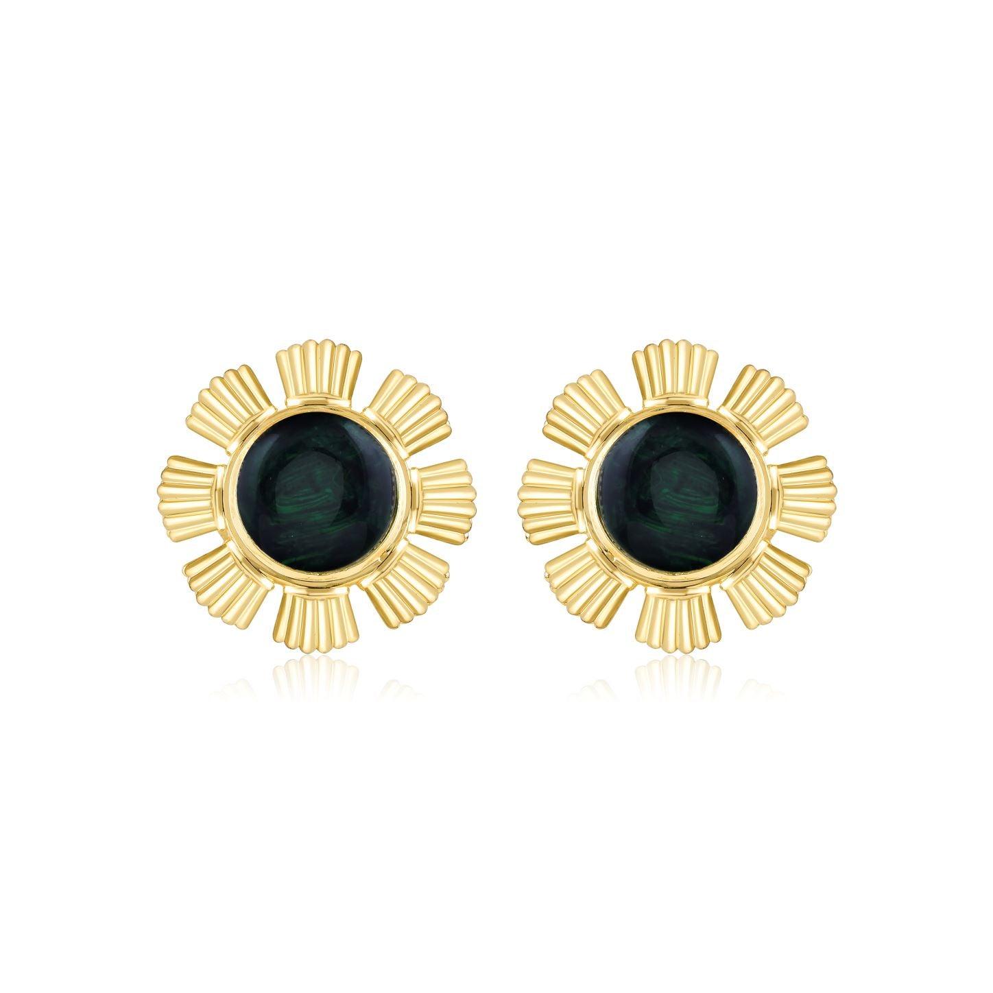 Aina Green and Gold Blossom Studs - Curio Cottage 