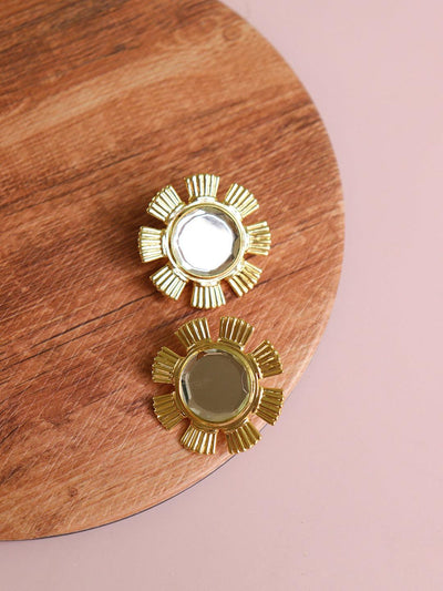 Aina Mirror and Gold Blossom Earrings - Curio Cottage Aina Mirror and Gold Blossom Earrings