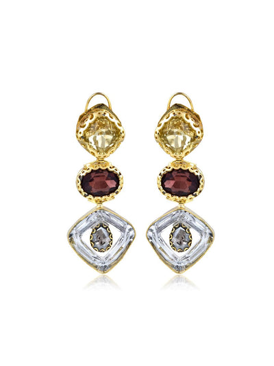 Aina Deep Purple and Gold Dangler Earrings - Curio Cottage 