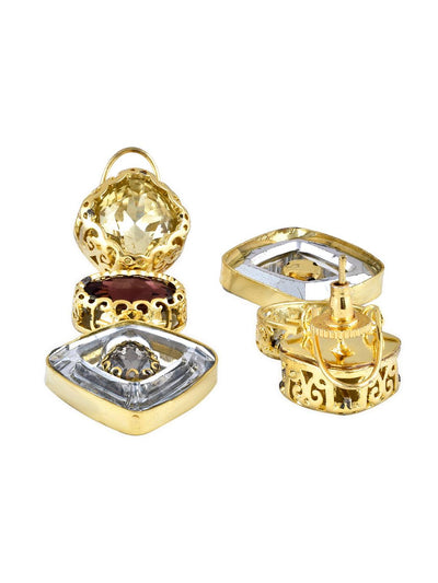 Aina Deep Purple and Gold Dangler Earrings - Curio Cottage 