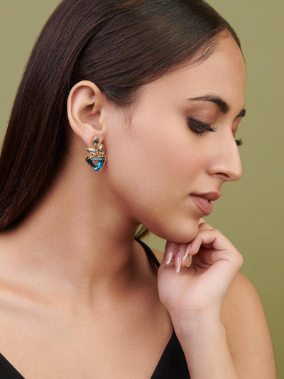 Aina Opaque Blue Stone and Mirror Earrings - Curio Cottage 