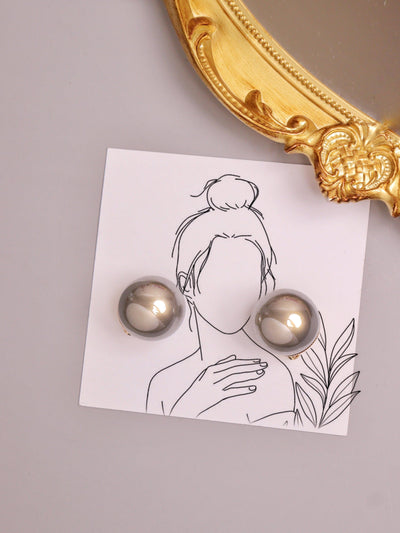 The Pearl Story - 30 mm Deep Grey Shell Pearl Statement Studs - Curio Cottage 