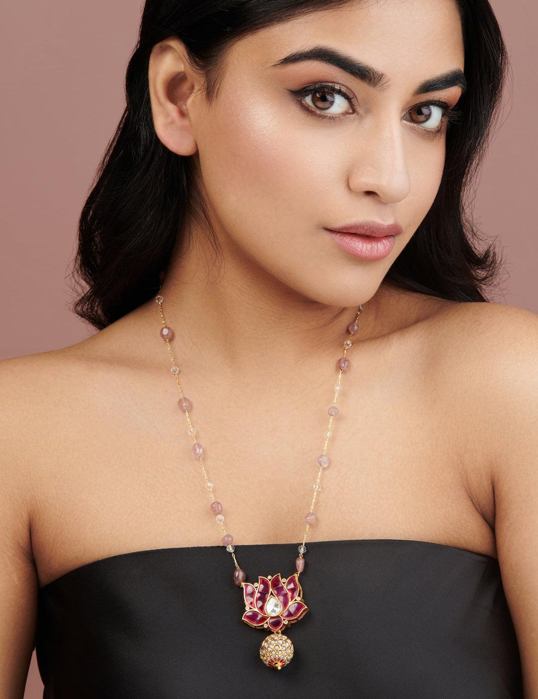 Kundan Lotus Long Necklace