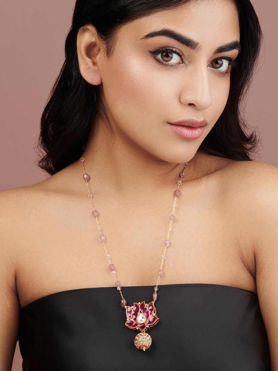 Kundan Lotus Long Necklace