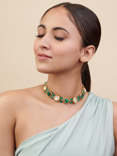 Aina Deep Green and Opaque Crystal Necklace - Curio Cottage 