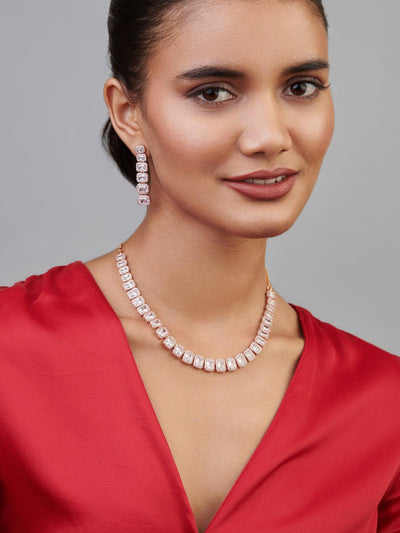St Tropez Diamante Rose Gold Tone Statement Collar Necklace